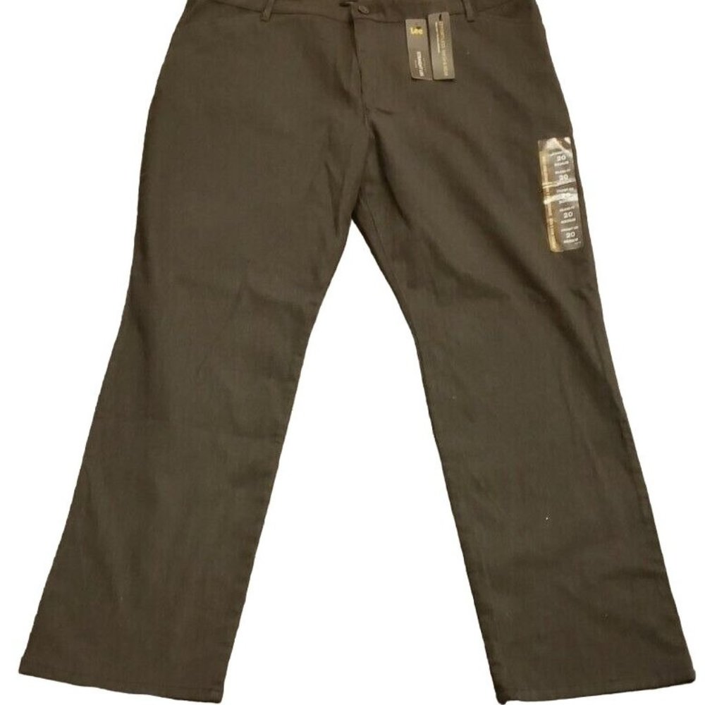 Lee Women's Relaxed Fit Size 20 Straight Leg Pant Mid Rise Charcoal Heather